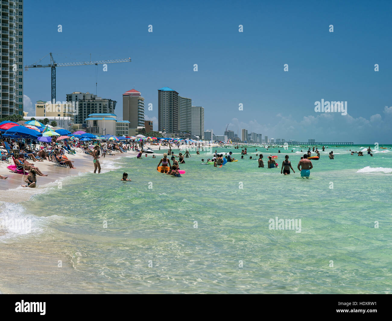 People enjoying the water and sun at Panama City Beach, Florida. Stock Photo