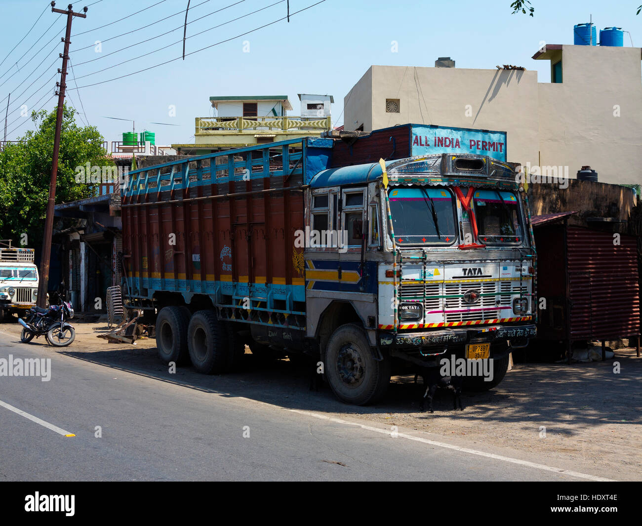 Typical Tata indian truck used in goods transport, Kaladunghi, Uttarakhand, India Stock Photo