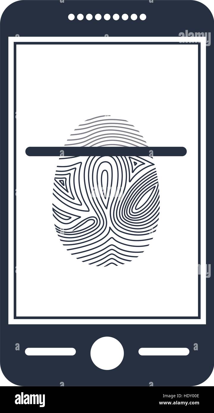 Fingerprint and smartphone icon. Identity security print and privacy theme. Isolated design. Vector illustration Stock Vector