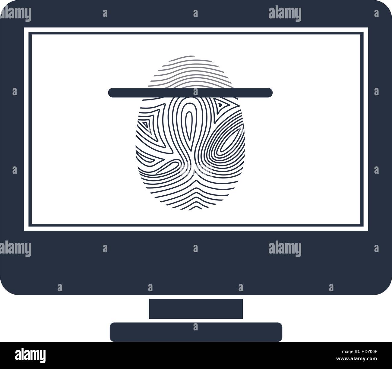 Fingerprint and computer icon. Identity security print and privacy theme. Isolated design. Vector illustration Stock Vector