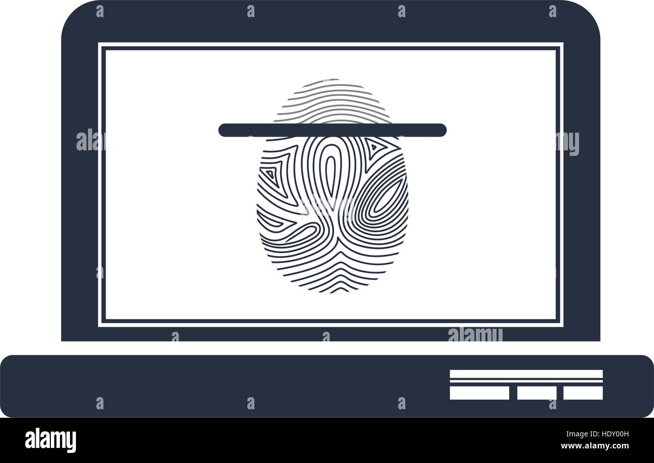 Fingerprint and laptop icon. Identity security print and privacy theme. Isolated design. Vector illustration Stock Vector