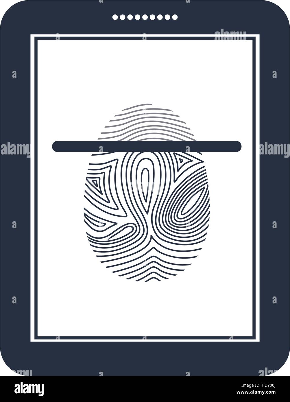 Fingerprint and tablet icon. Identity security print and privacy theme. Isolated design. Vector illustration Stock Vector