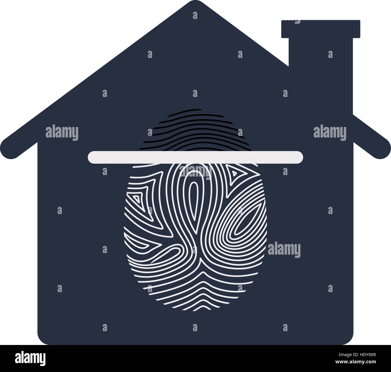 Fingerprint and house icon. Identity security print and privacy theme. Isolated design. Vector illustration Stock Vector