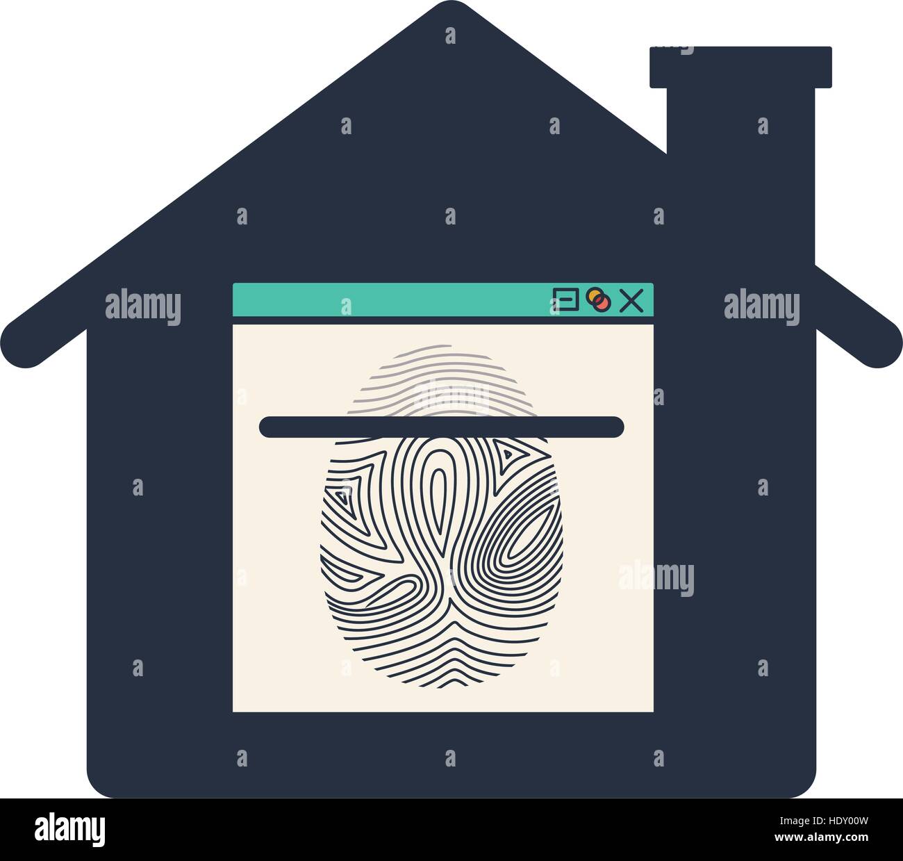 Fingerprint and house icon. Identity security print and privacy theme. Isolated design. Vector illustration Stock Vector