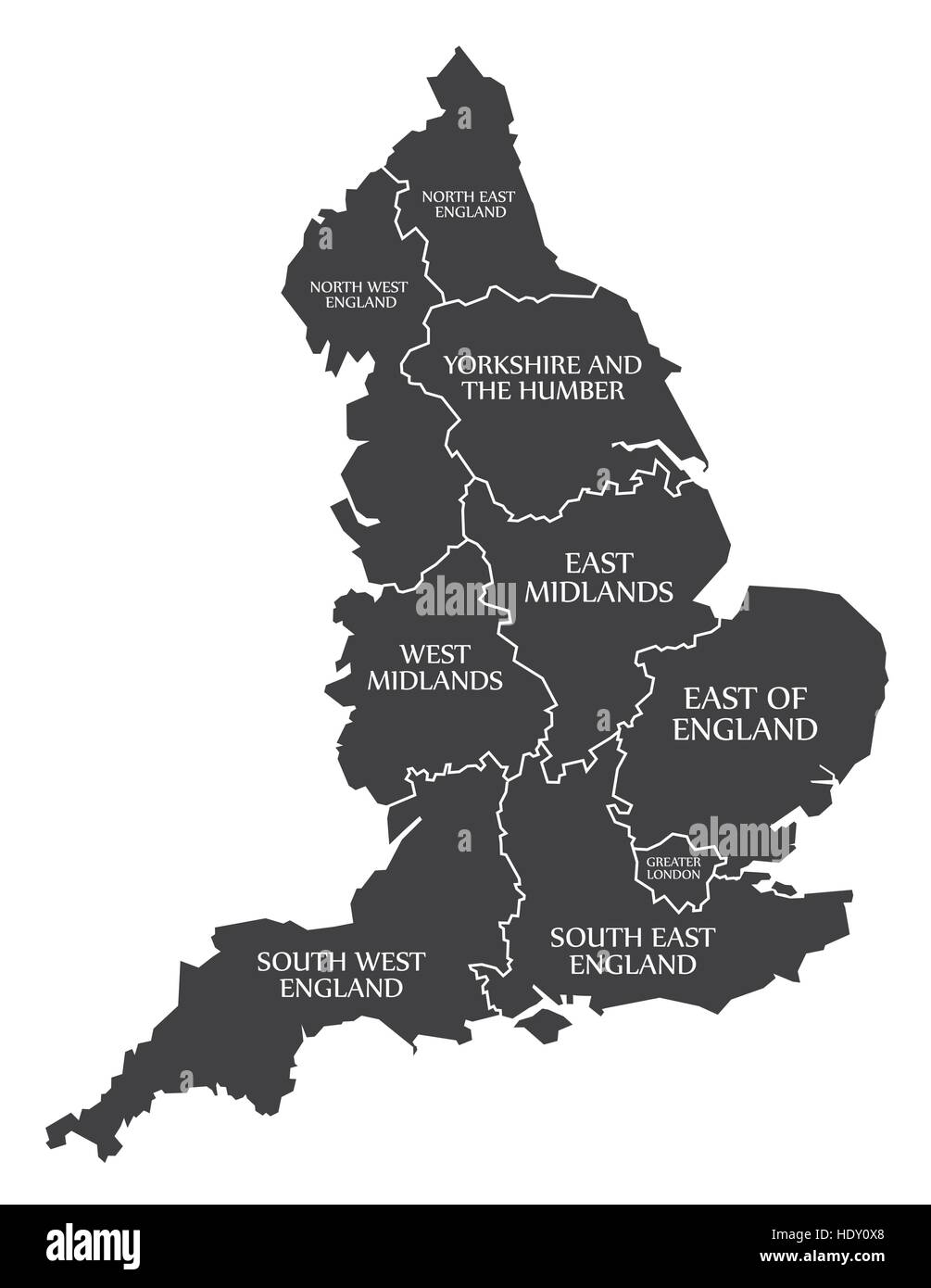 England Map labelled black Stock Vector Image & Art - Alamy