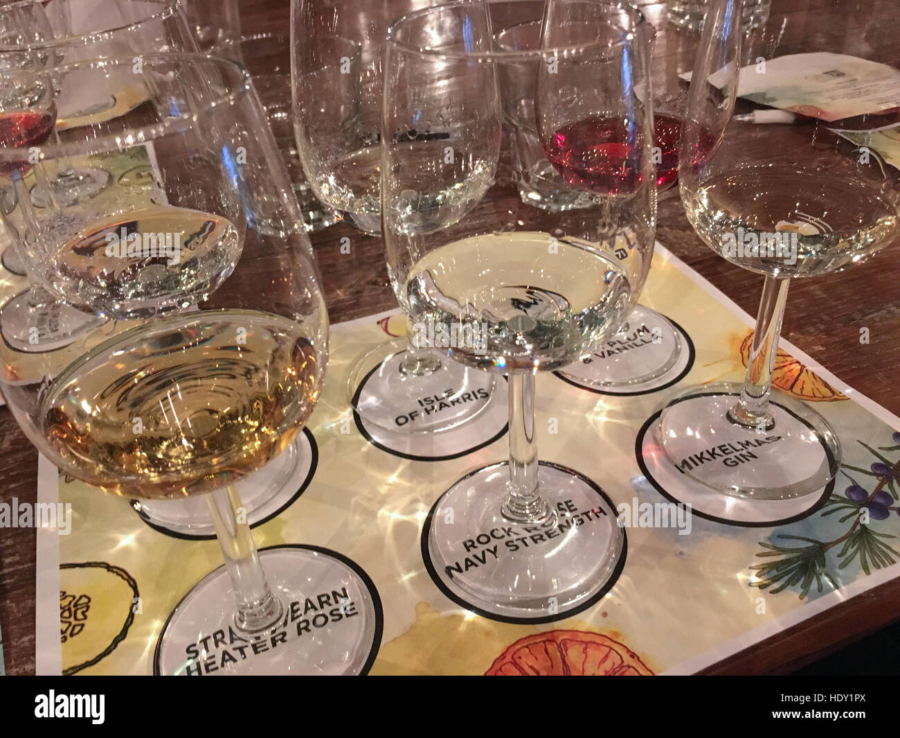 Gin tasting night in Glasgow, Scotland, 2016 Stock Photo Alamy