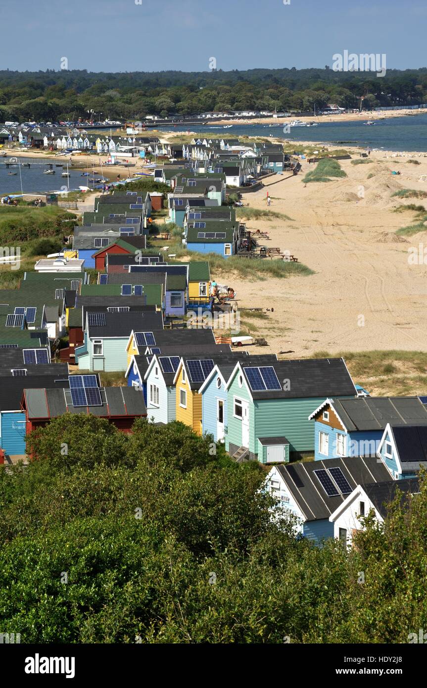 Beach huts at Hengistbury Head, near Christchurch, Dorset, reputed to