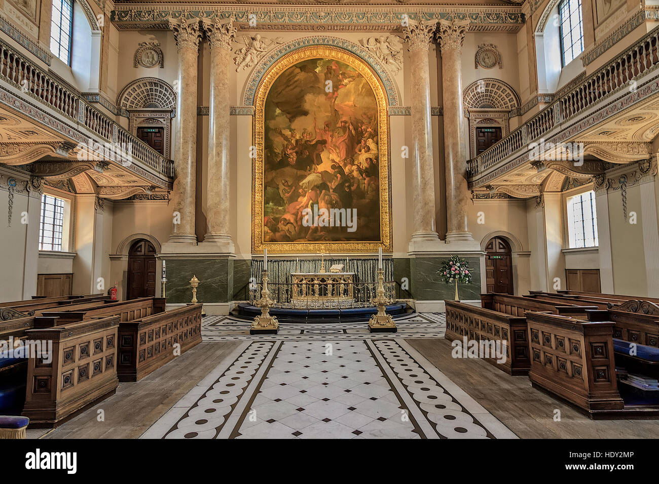 Inside of Chapel Old Royal Navy College Greenwich London Stock Photo