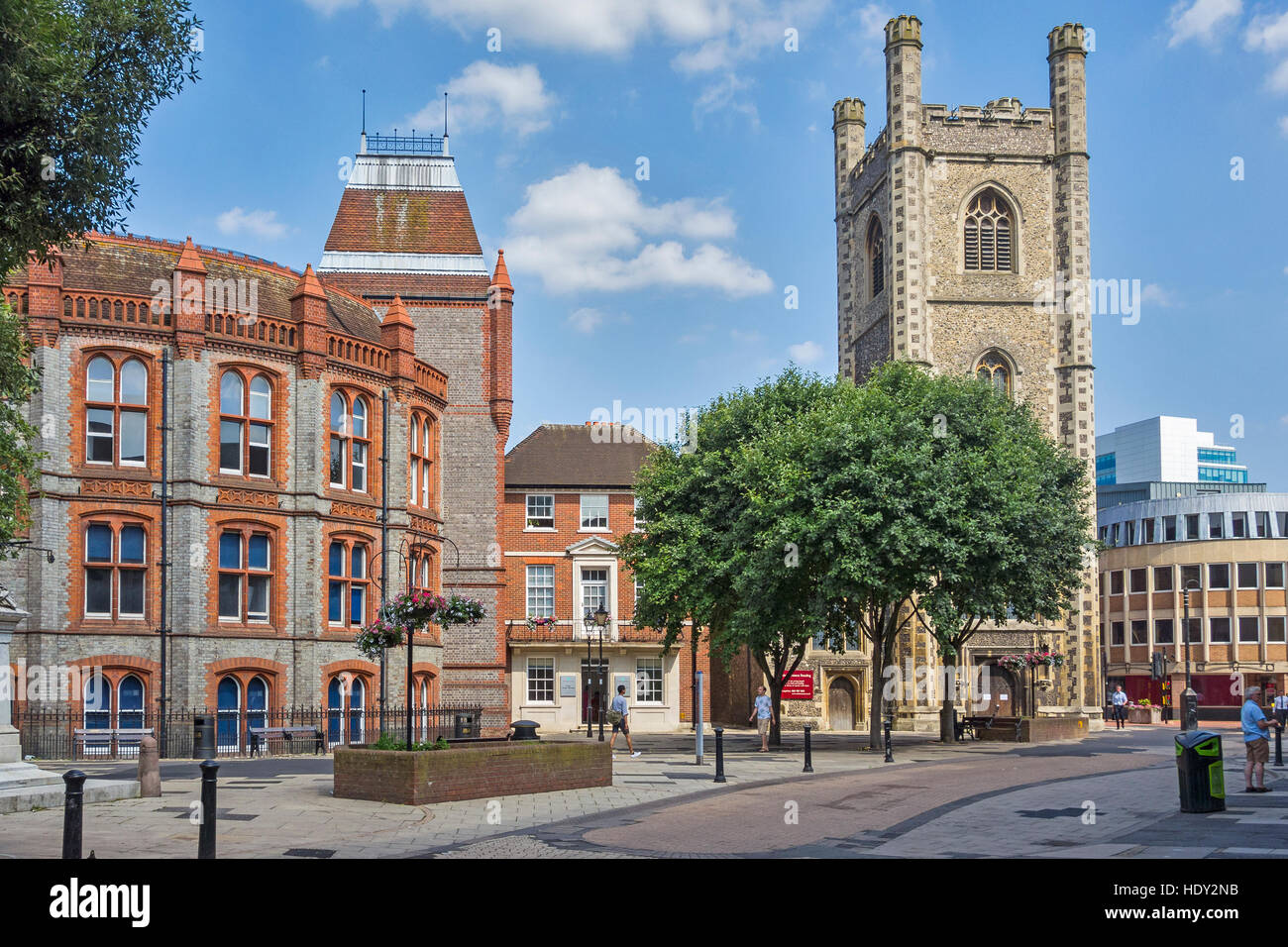 St Laurence's Church and Old Town Hall Reading Berkshire UK Stock Photo