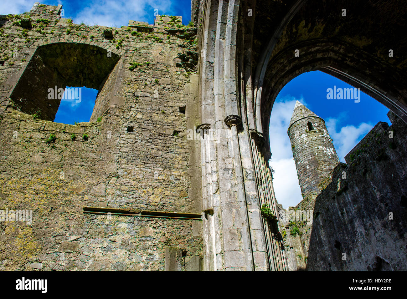 Ruin of Monastery at Rock of Cashel in Ireland Stock Photo