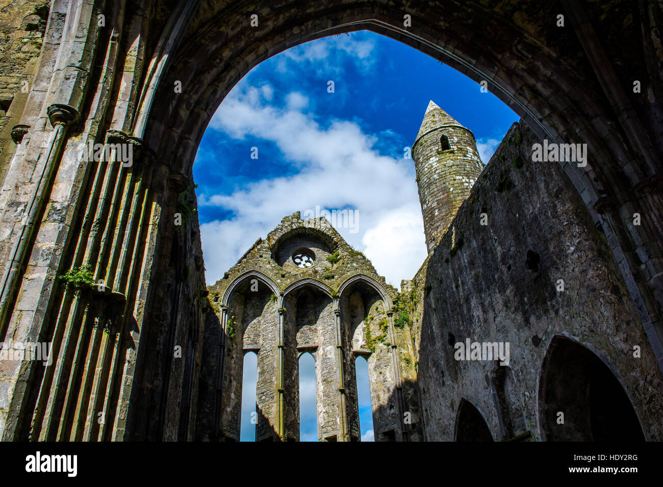Ruin of Monastery at Rock of Cashel in Ireland Stock Photo