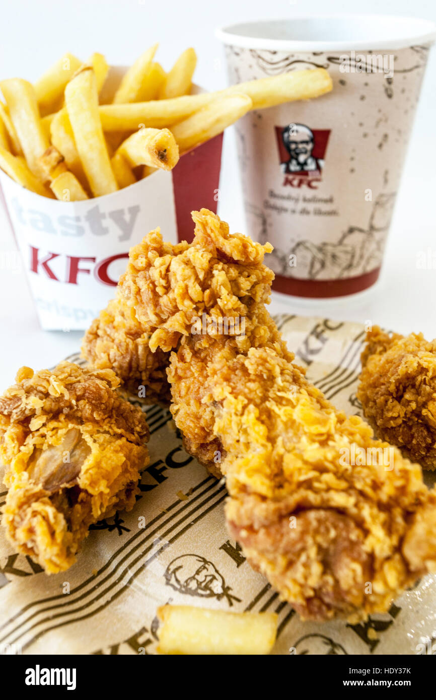 KFC meal, Kentucky Fried Chicken, hot wings menu Stock Photo