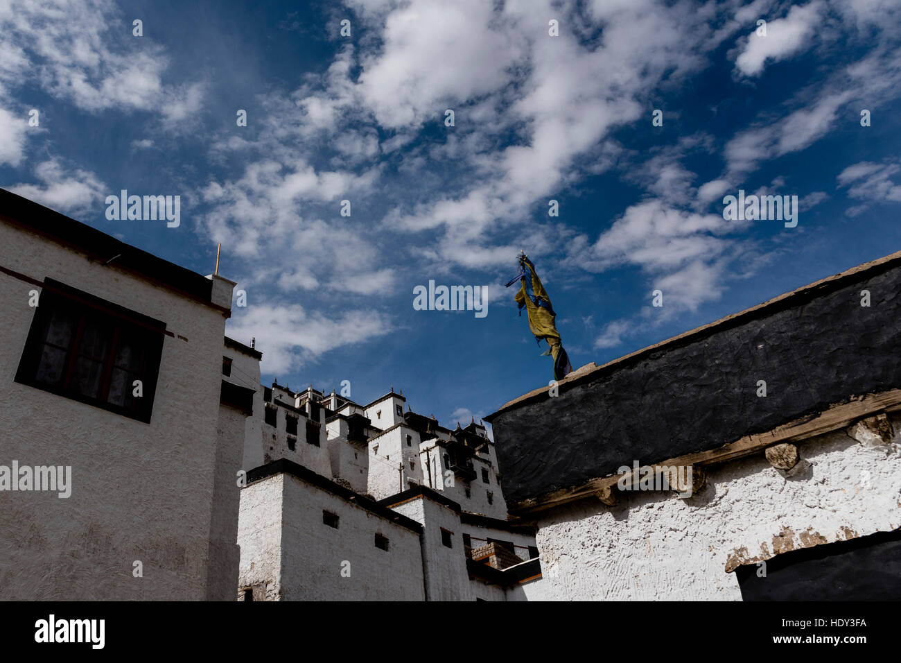 Walls of Thiksay monastery in Ladakh, India, Asia Stock Photo