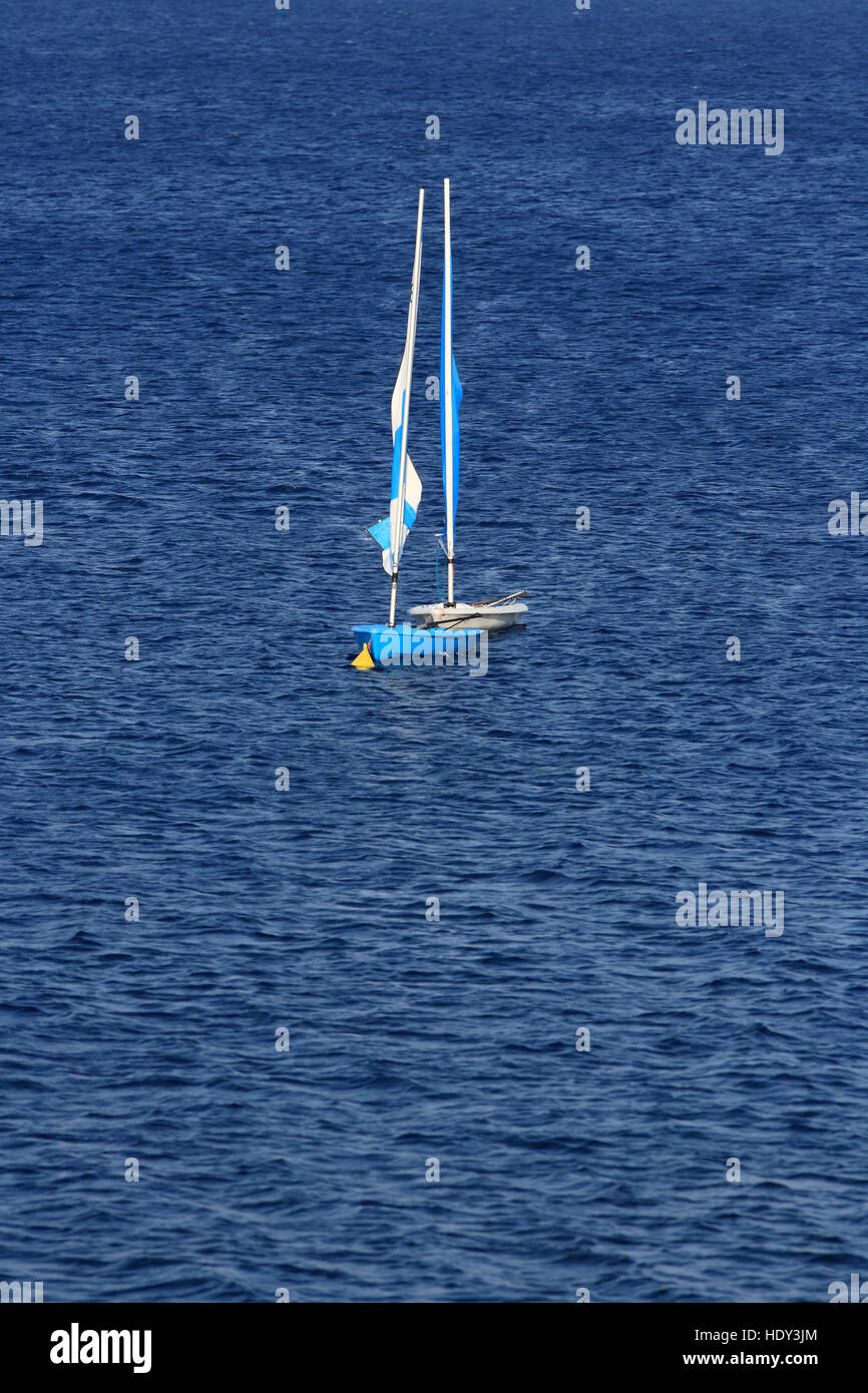 sail boat left in the sea of zante island Stock Photo Alamy