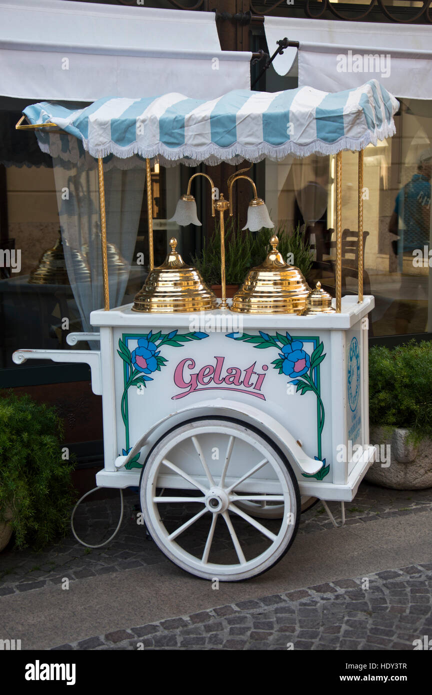 Traditional ice-cream cart, Peschiera del Garda, Italy. Stock Photo