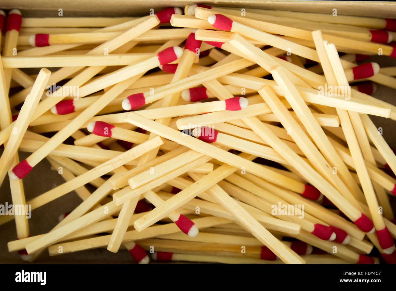 Strike-anywhere matches in a matchbox Stock Photo