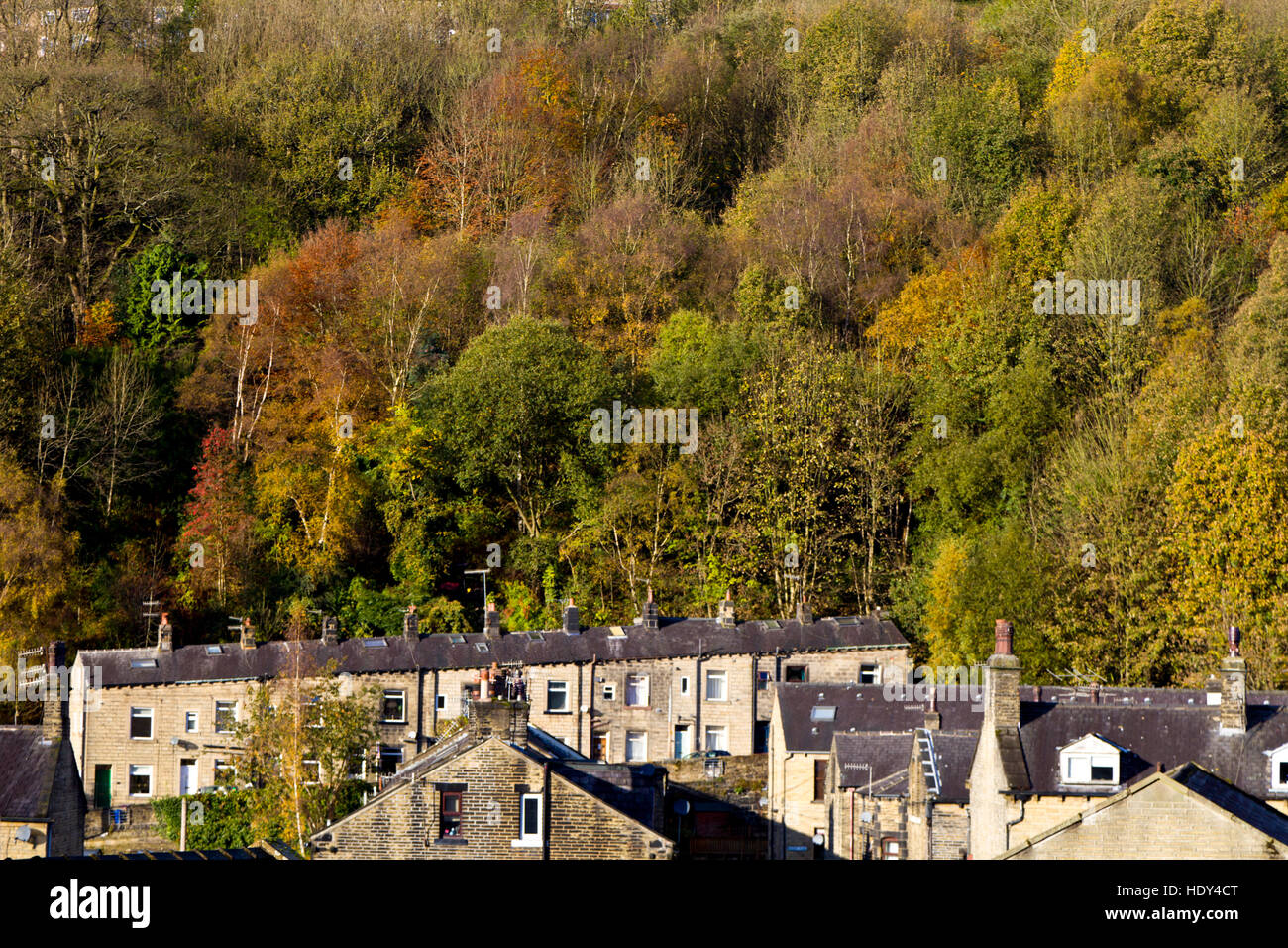 View of the Yorkshire mill town of Hebden Bridge, Calderdale, West Yorkshire, England UK Stock Photo