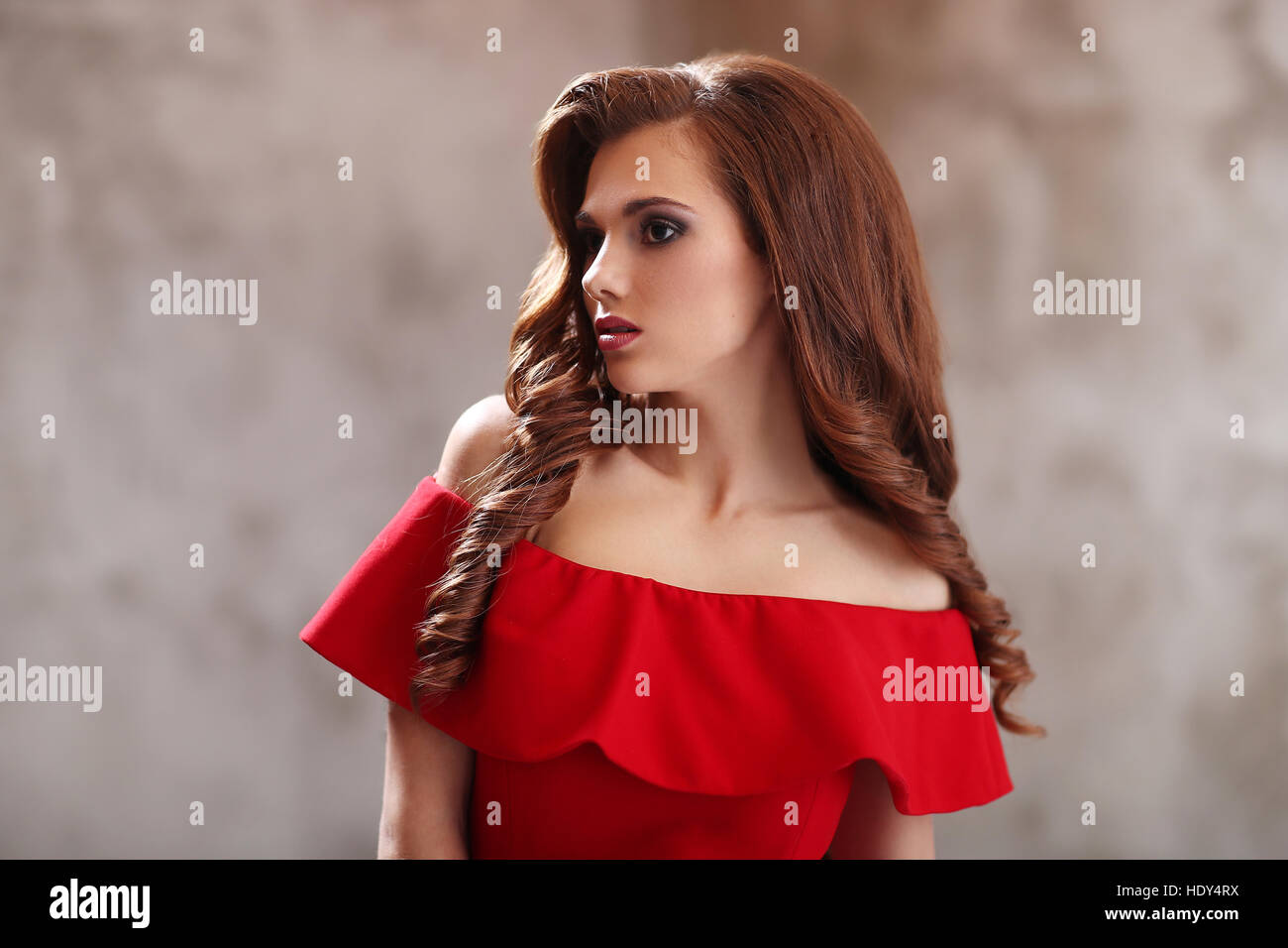 Woman in red dress Stock Photo - Alamy