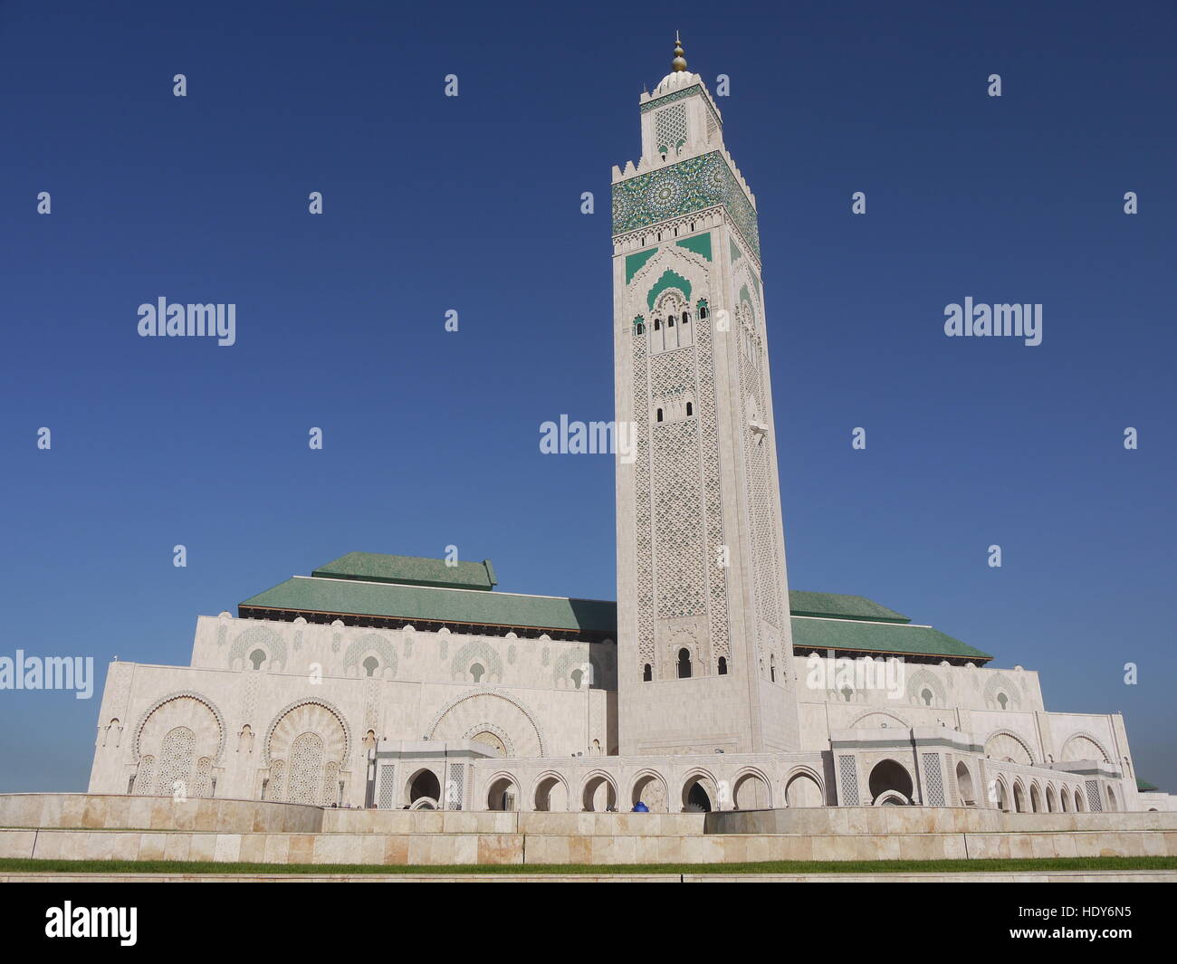 The great mosque of Casablanca on the seaside, from outside, Stock Photo