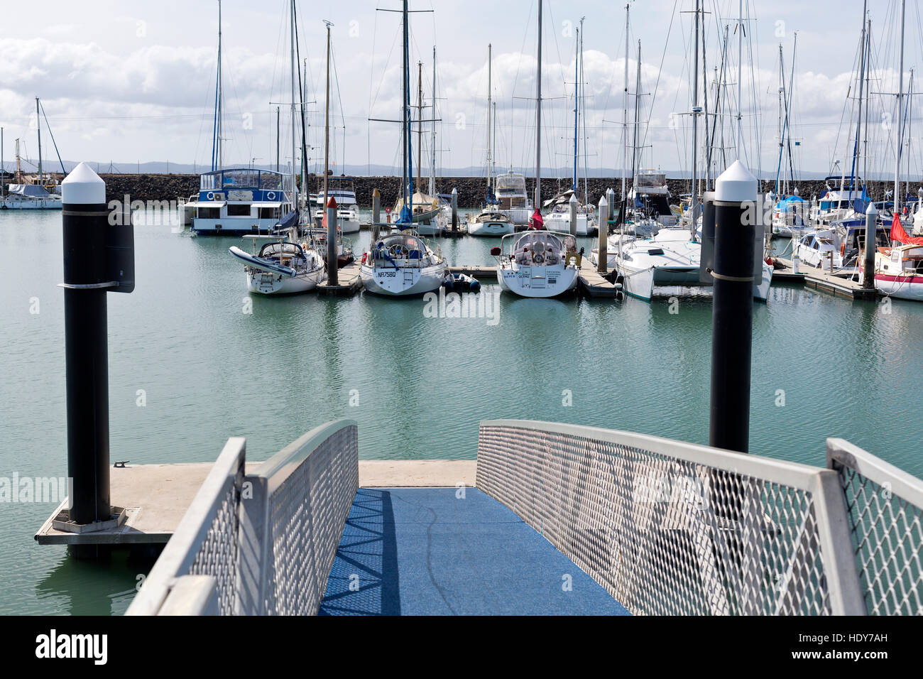 View of the Great Sandy Straits Marina, located on the Northern end of Urangan harbour in Hervey Bay, Australia Stock Photo