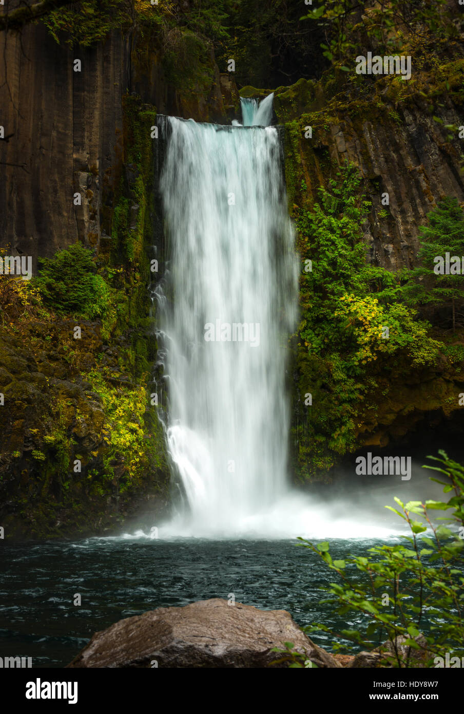 Beautiful Toketee Falls Oregon Landscape Douglas County Stock Photo