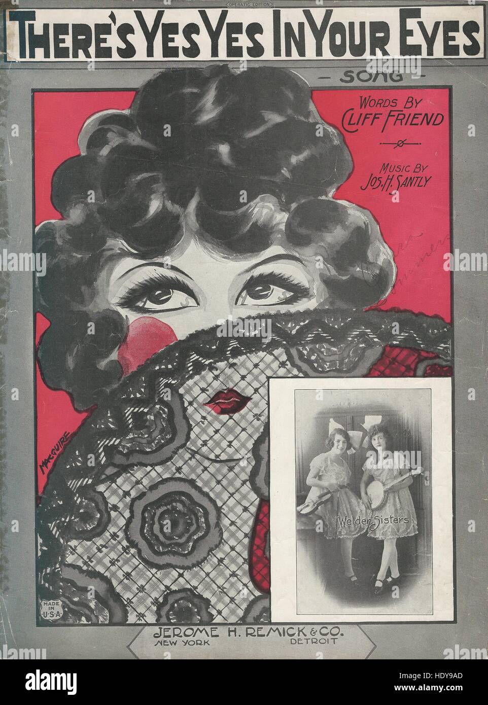 'There's Yes Yes in Your Eyes' 1924 Sheet Music Cover Stock Photo