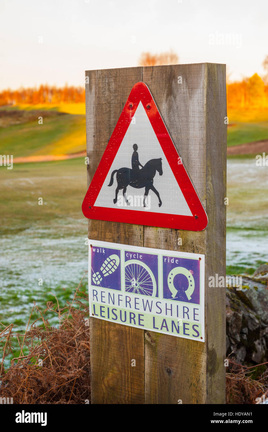 Renfreshire leisure lanes sign near Kilmacolm Scotland Stock Photo