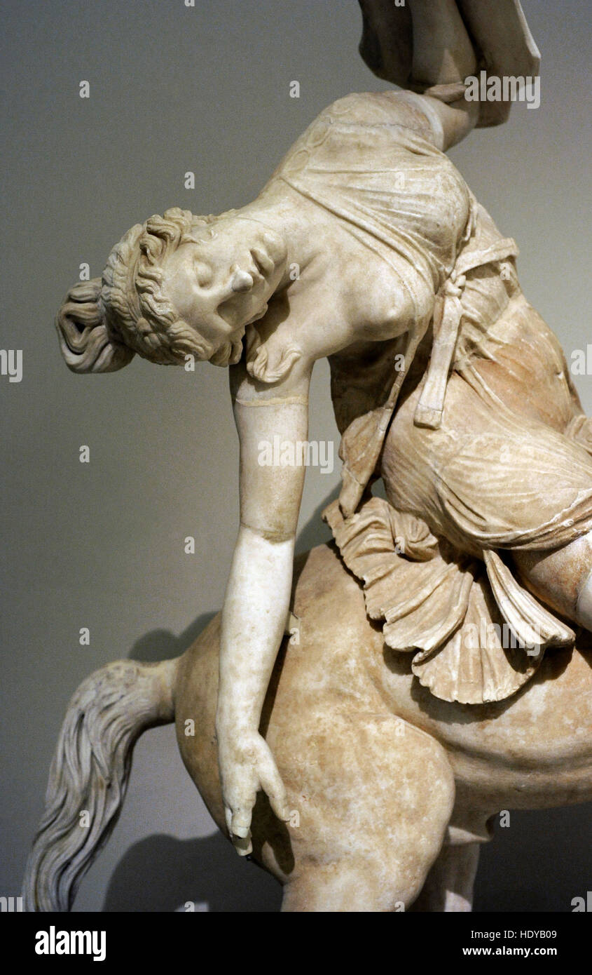 Amazon on horseback. 2nd century AD copy of a Greek original of the 2nd century BC. Detail. National Archaeological Museum, Naples. Italy. Stock Photo