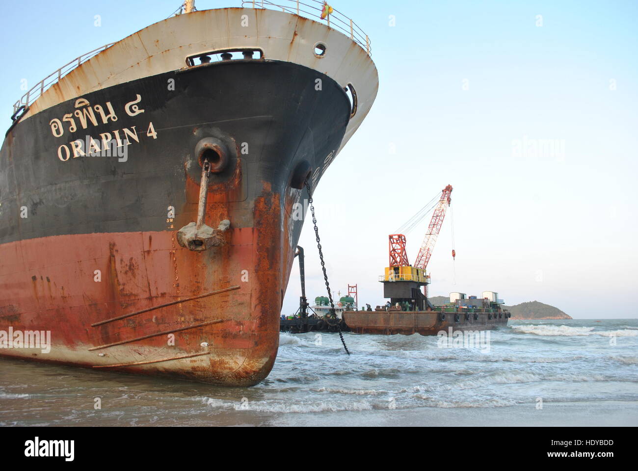 Ran aground oil tanker ship in Thailand Stock Photo Alamy