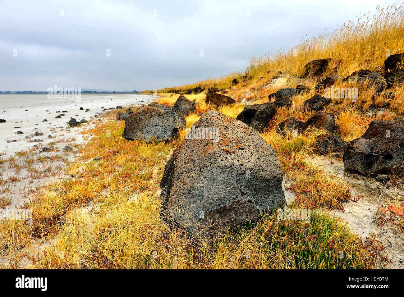 Dried salt lake in Colac, Victoria Stock Photo