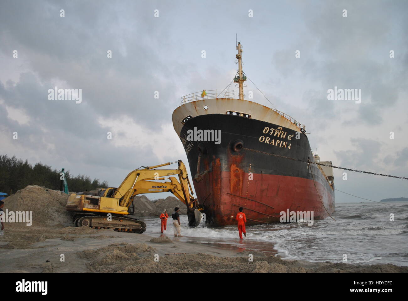 Ran aground oil tanker in Thailand Stock Photo