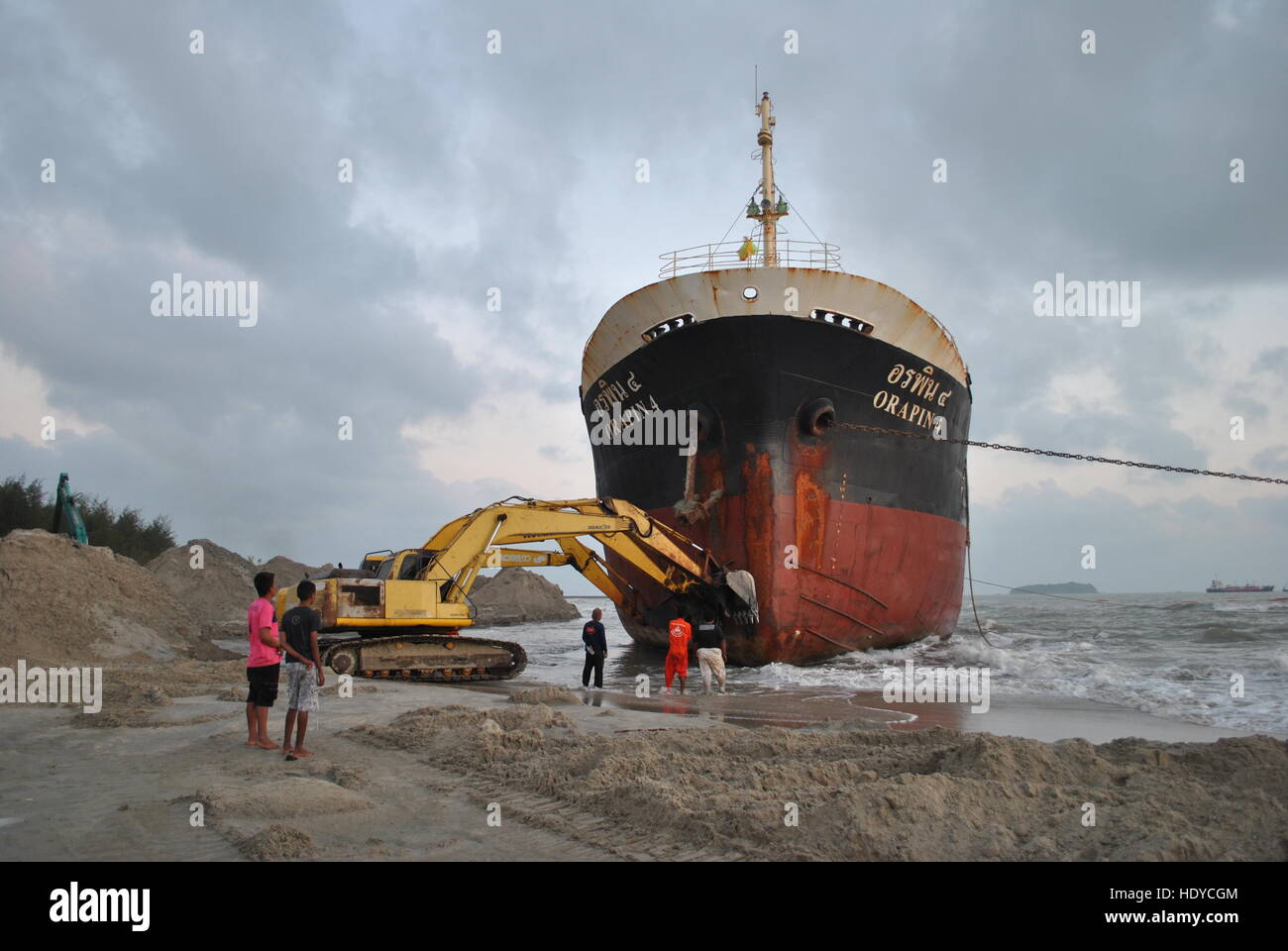 Ran aground oil tanker in Thailand Stock Photo