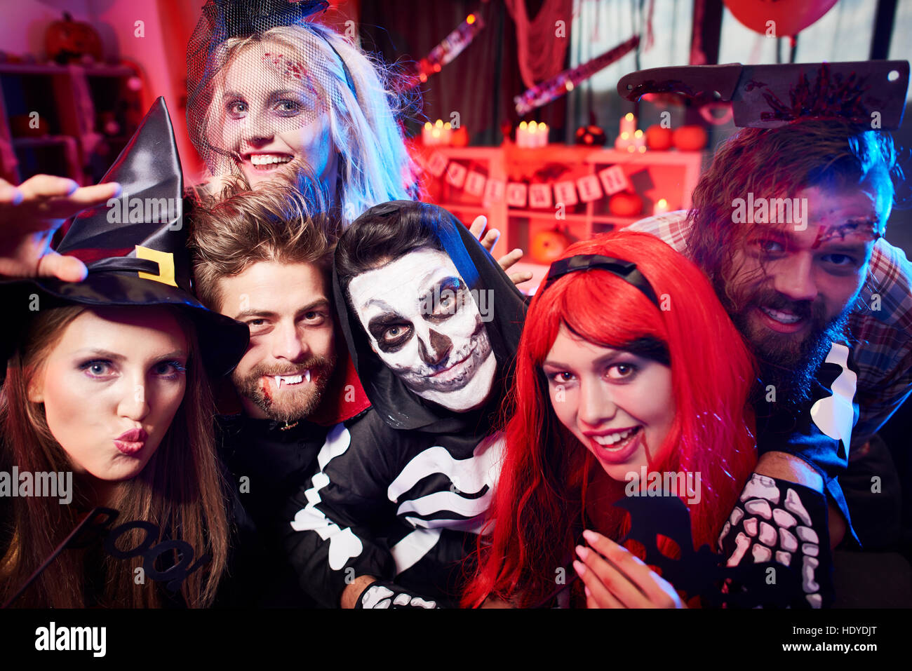 Scary costumes at the party Stock Photo Alamy