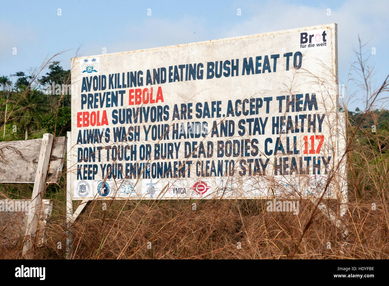 Billboard educating during Ebola epidemy Stock Photo