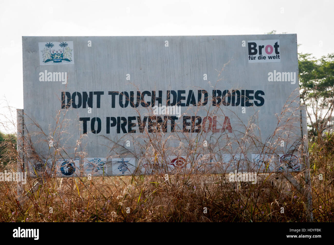 Billboard educating during Ebola epidemy Stock Photo