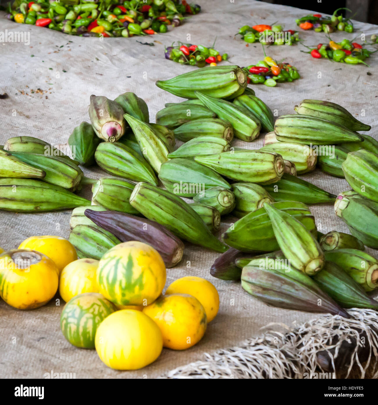 Vegetables in a market of Sierra Leone Stock Photo