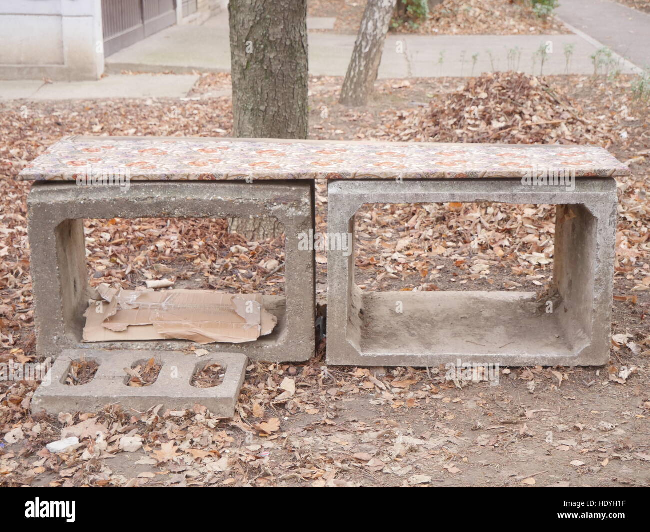 Cement construction used as a bench Stock Photo Alamy