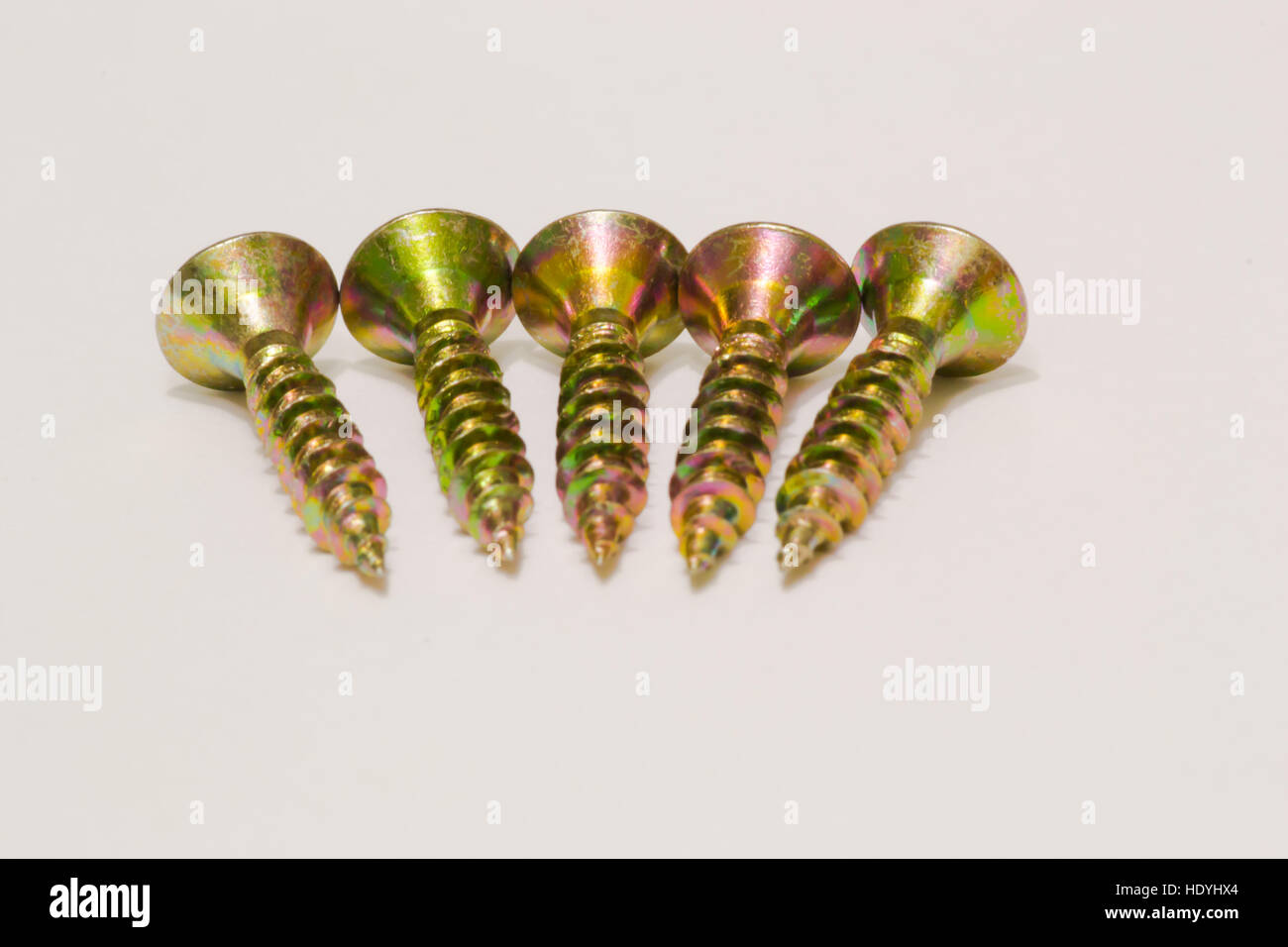 Five wood screws indoor macro Stock Photo Alamy