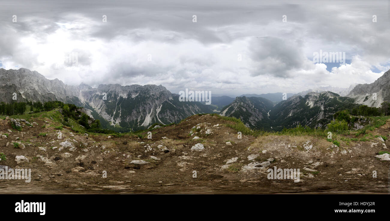 vollsphaerisches 360 x 180grad-Panorama: Impressionen: julische Alpen/ Julic Alps, Slowenien . Stock Photo