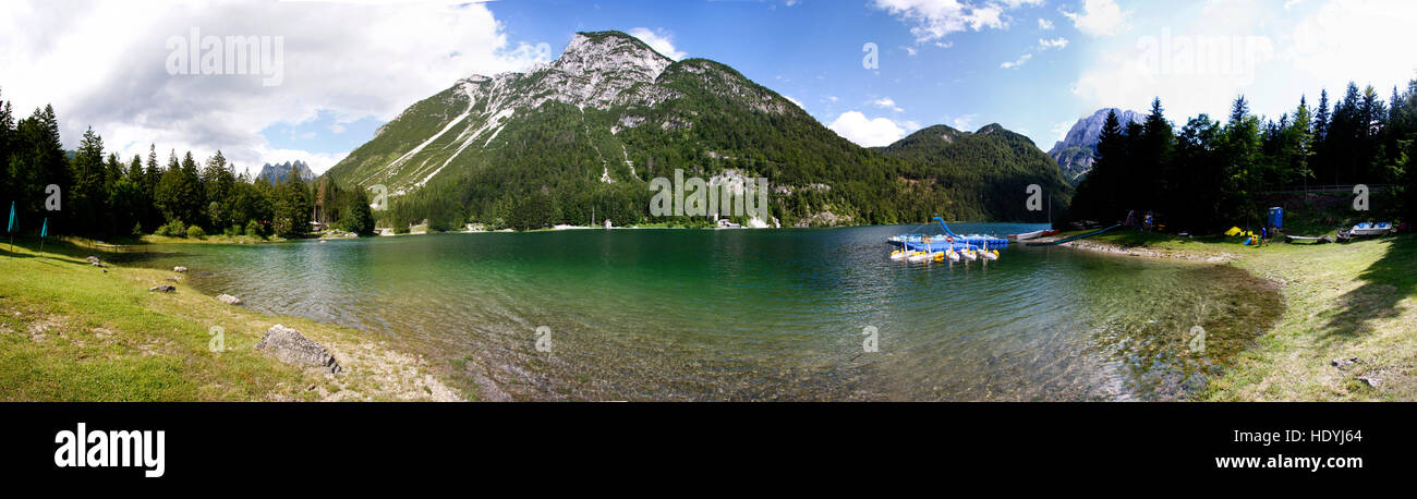 Panorama: Impressionen: Lago de Predil, Italien. Stock Photo