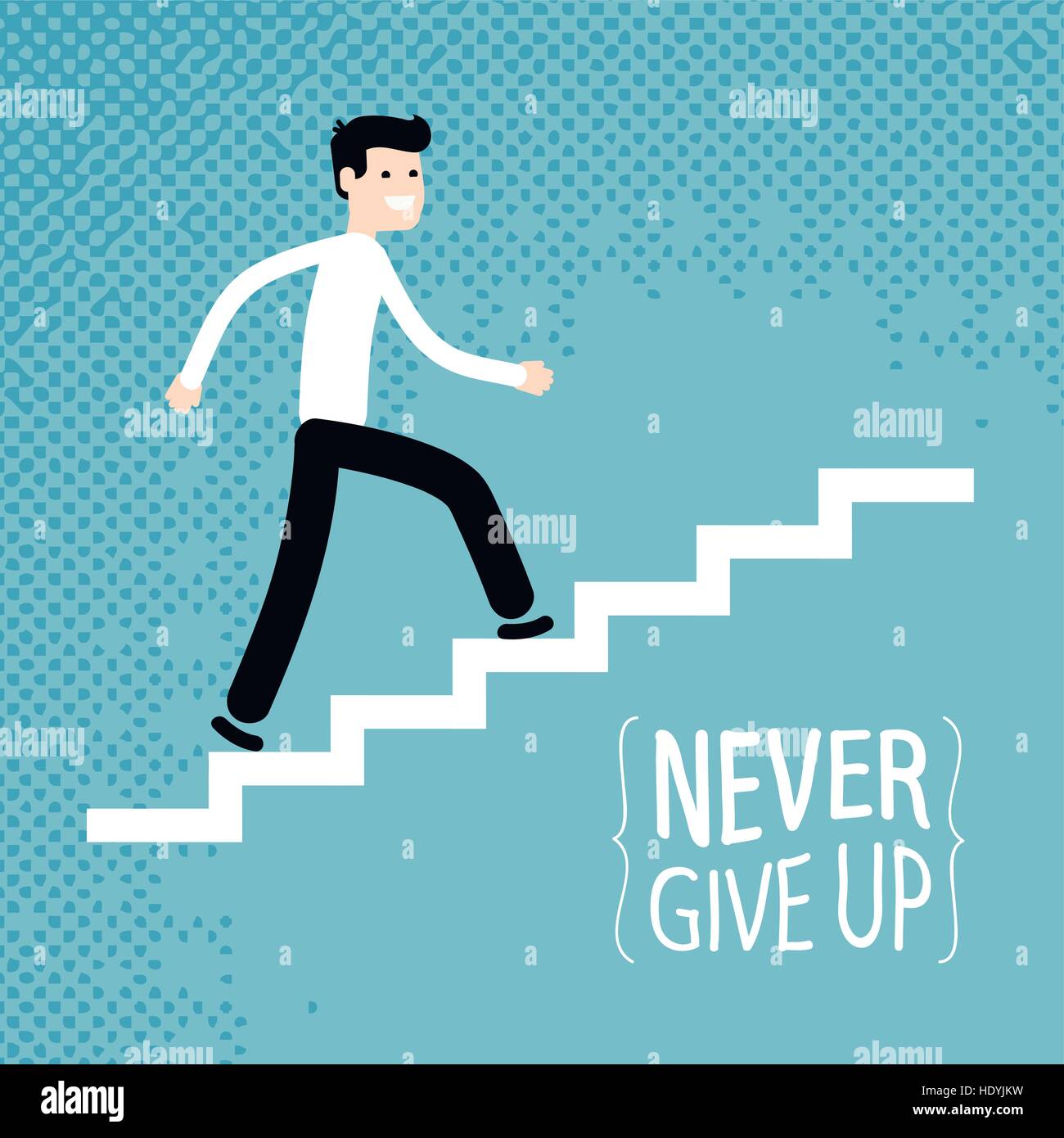 Success in business. Businessman climbs up stairs. Vector illustration Stock Vector