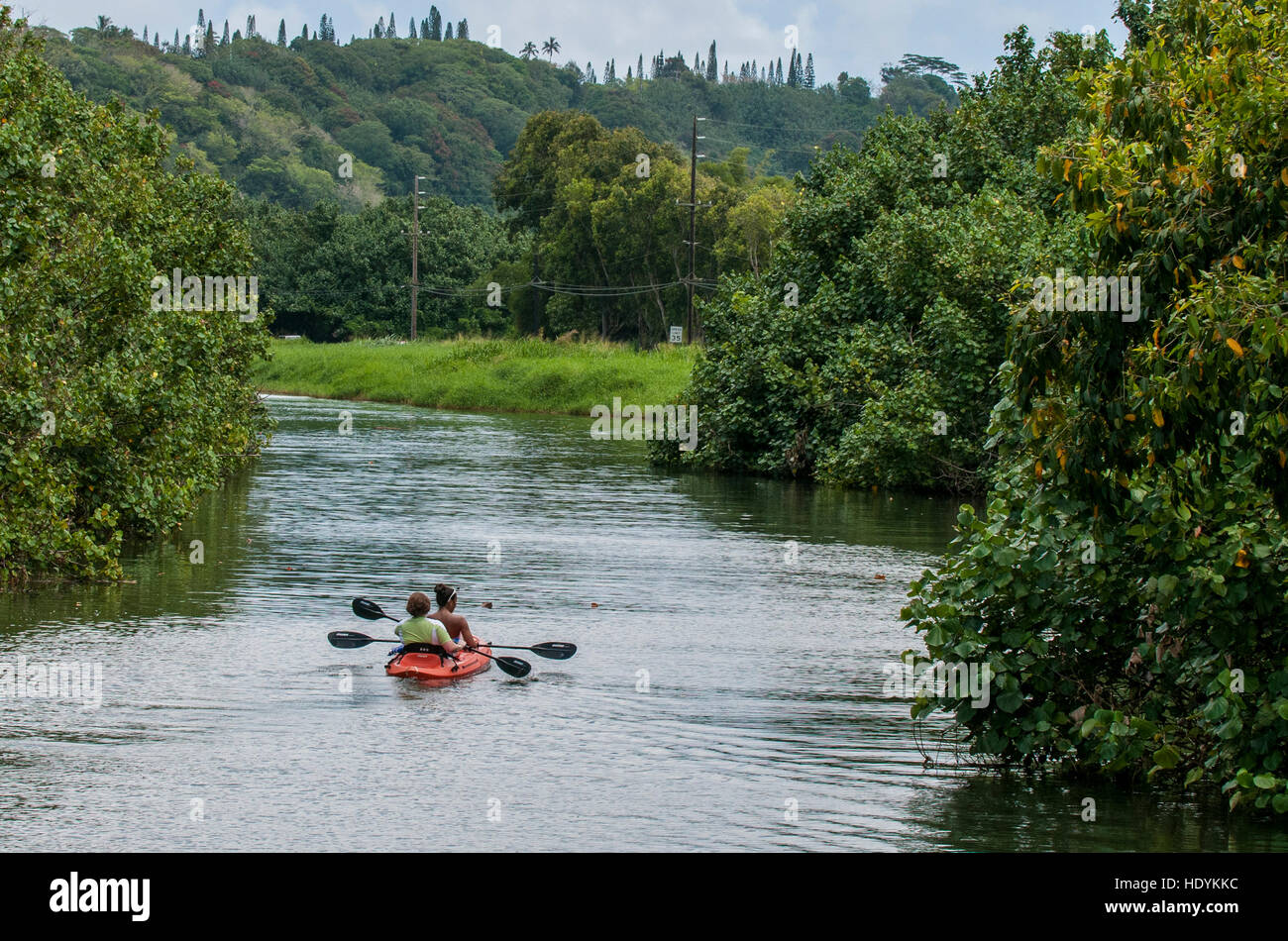 Kayaking on the Wailua River, Kauai, Hawaii Stock Photo Alamy