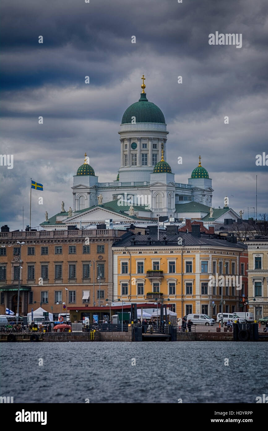 Helsinki Cathedral and its nearby houses Stock Photo