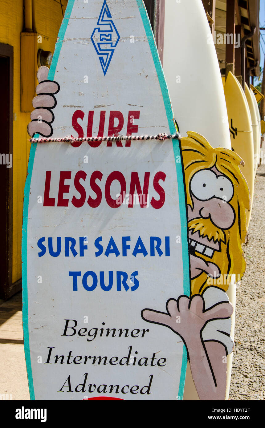 Surf shop in Haleiwa, North Shore Oahu, Hawaii. Stock Photo