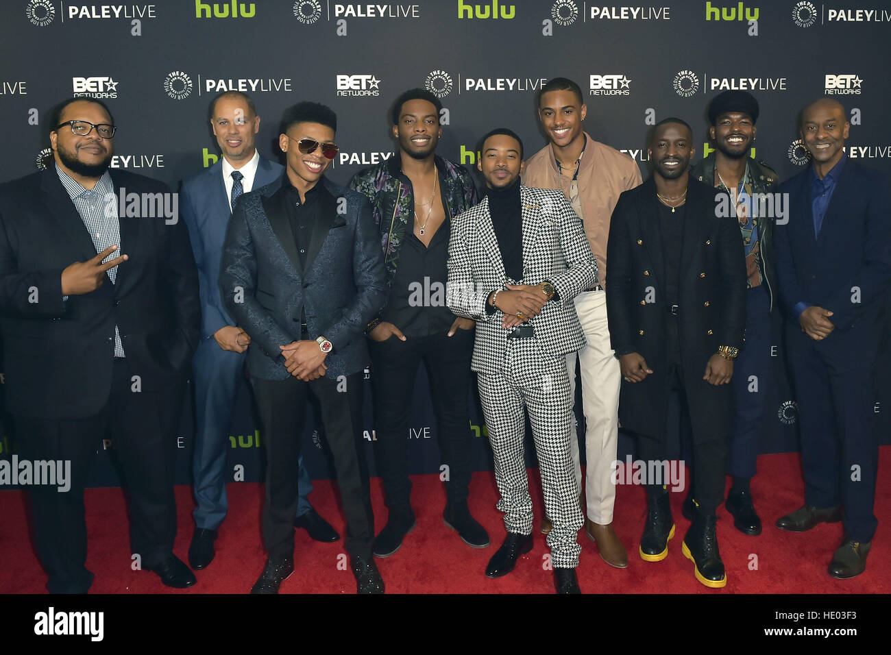Beverly Hills, USA. 14th Dec, 2016. Chris Robinson, Jesse Collins, Bryshere Y. Gray, Woody McClain, Algee Smith, Keith Powere, Elijah Kelly Luke James and Stephen G. Hill at the Premiere of the BET TV Miniseries 'The New Edition Story' at Paley Center for Media. Beverly Hills, 14.12.2016 | Verwendung weltweit/picture alliance © dpa/Alamy Live News Stock Photo