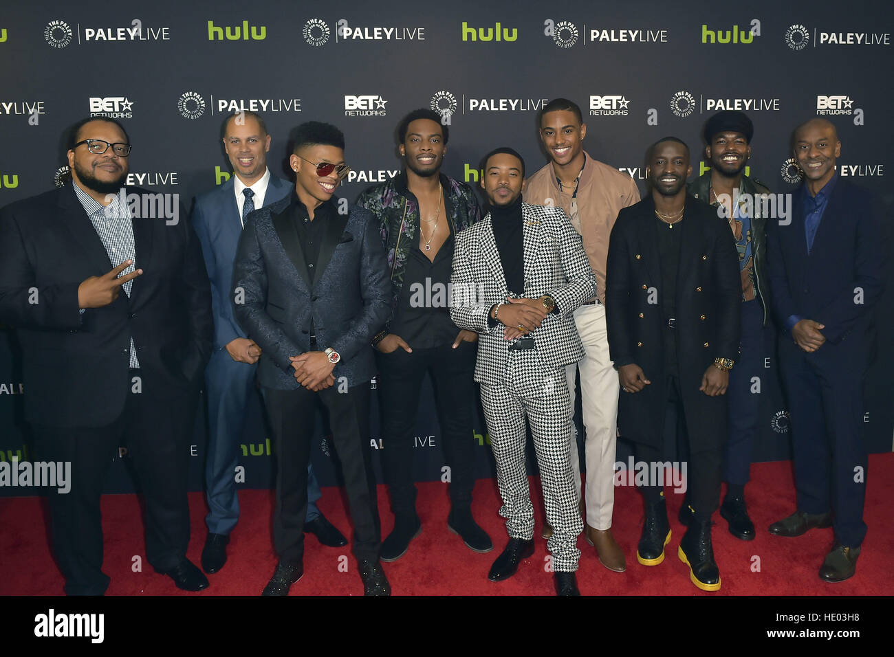 Beverly Hills, USA. 14th Dec, 2016. Chris Robinson, Jesse Collins, Bryshere Y. Gray, Woody McClain, Algee Smith, Keith Powere, Elijah Kelly Luke James and Stephen G. Hill at the Premiere of the BET TV Miniseries 'The New Edition Story' at Paley Center for Media. Beverly Hills, 14.12.2016 | Verwendung weltweit/picture alliance © dpa/Alamy Live News Stock Photo