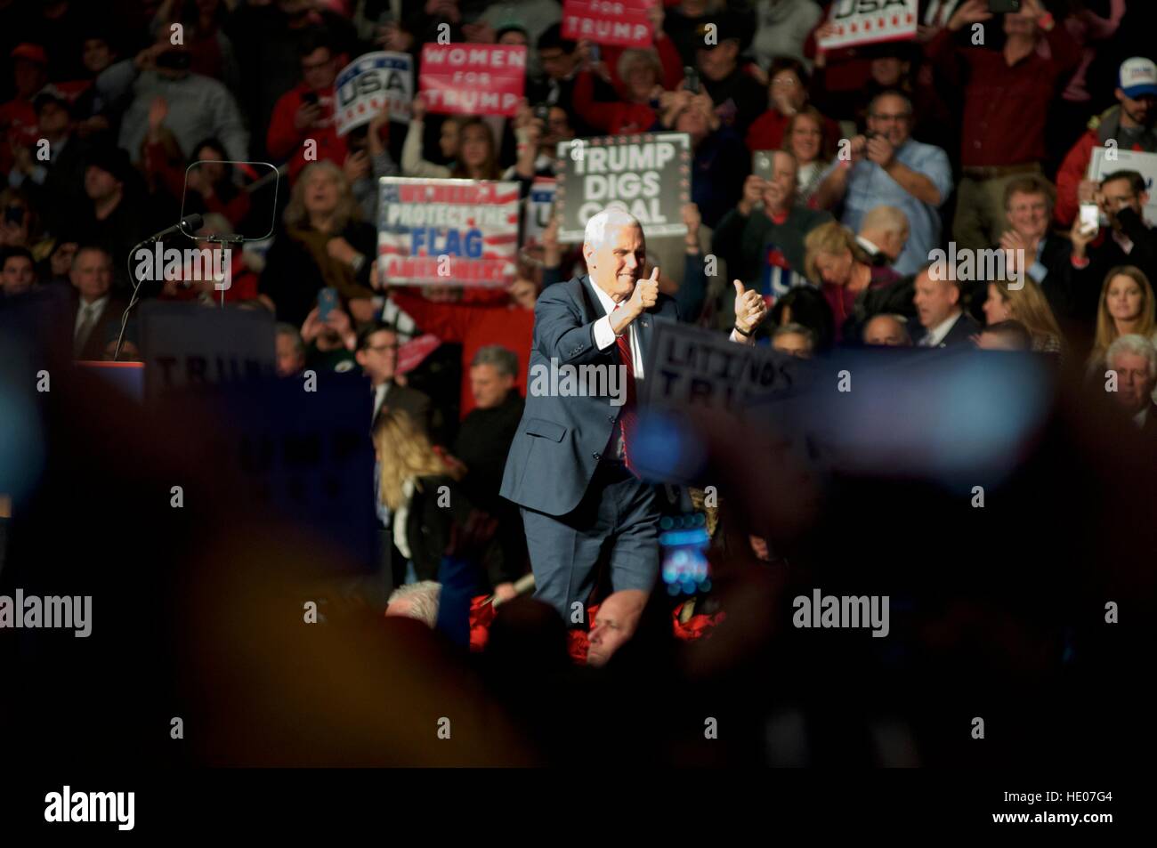 Hershey, Pennsyvlania, USA. 15th Dec, 2016. President-Elect Donald Trump and Vice-President-Elect Mike Pence hold a post-election Thank You Tour event of at the Giant Center in Hershey, PA. Credit: Bastiaan Slabbers/Alamy Live News Stock Photo