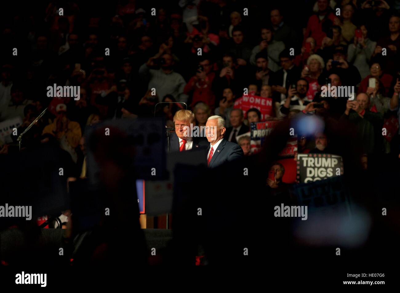 Hershey, Pennsyvlania, USA. 15th Dec, 2016. President-Elect Donald Trump and Vice-President-Elect Mike Pence hold a post-election Thank You Tour event of at the Giant Center in Hershey, PA. Credit: Bastiaan Slabbers/Alamy Live News Stock Photo