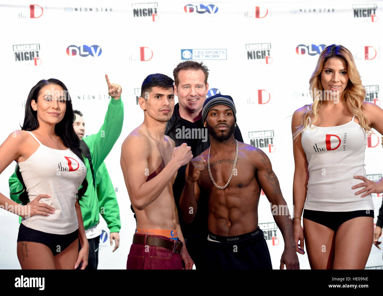 Las Vegas, Nevada December 16, 2016 -   Fighters weigh-in for “Knockout Night at the D”  presented by the D Las Vegas and DLVEC and promoted by Roy Jones Jr. Stock Photo