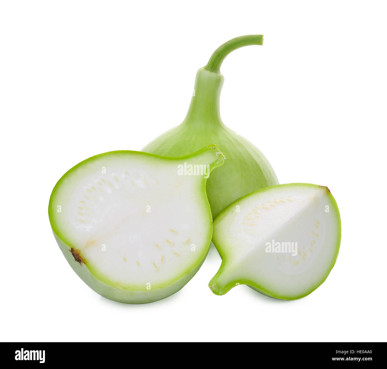 Bottle Gourd fruit with slice isolated on white Stock Photo Alamy